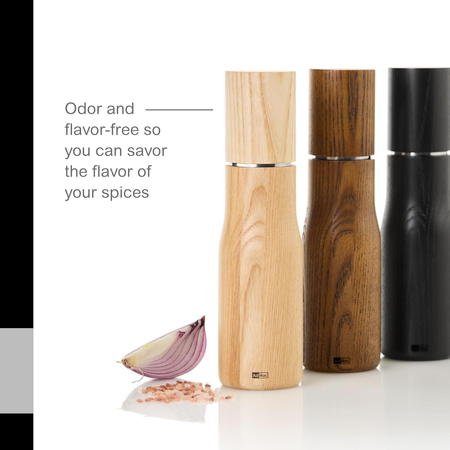 AdHoc Levo Salt and Pepper Mill – Dark Ash Wood – 8.3" / 21 cm