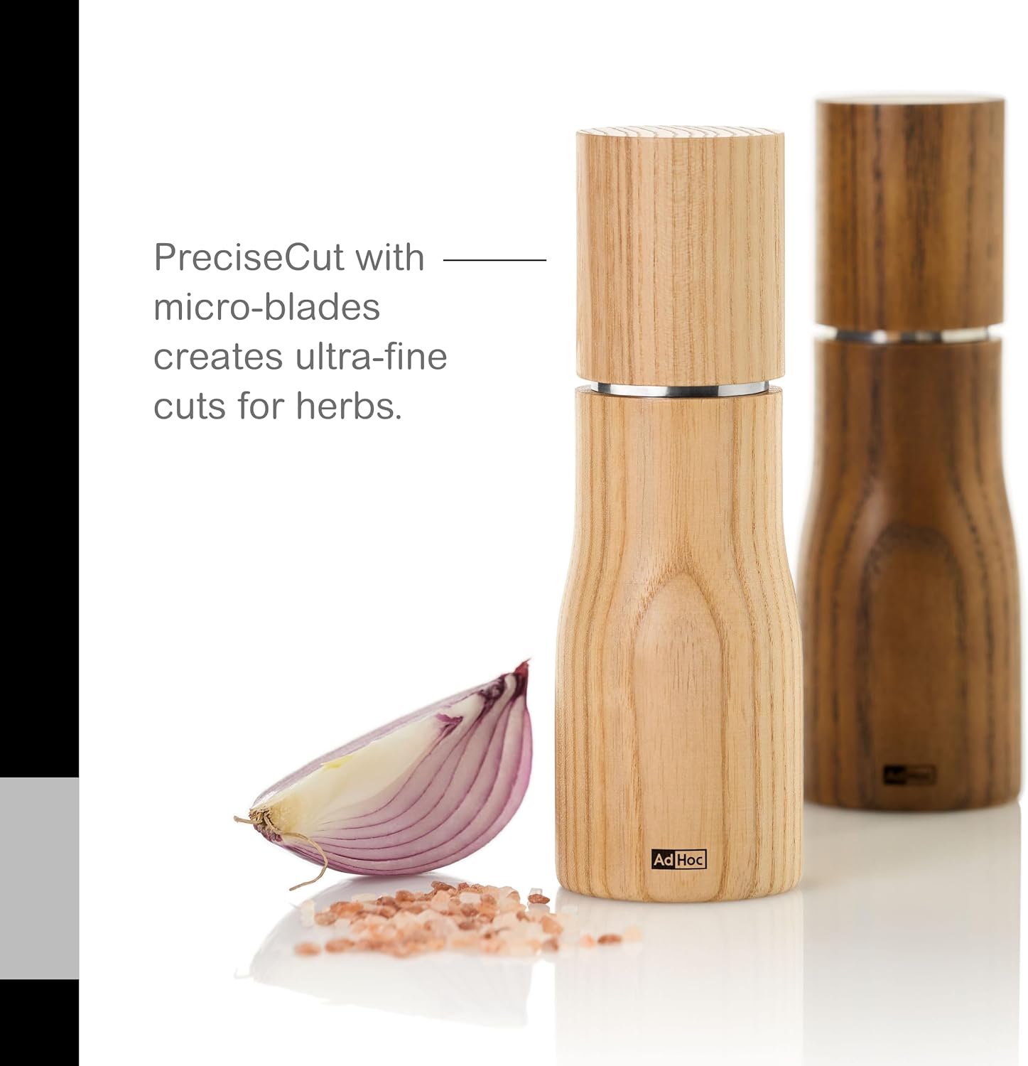 AdHoc Levo Salt and Pepper Mill – Light Ash Wood – 6" / 15 cm