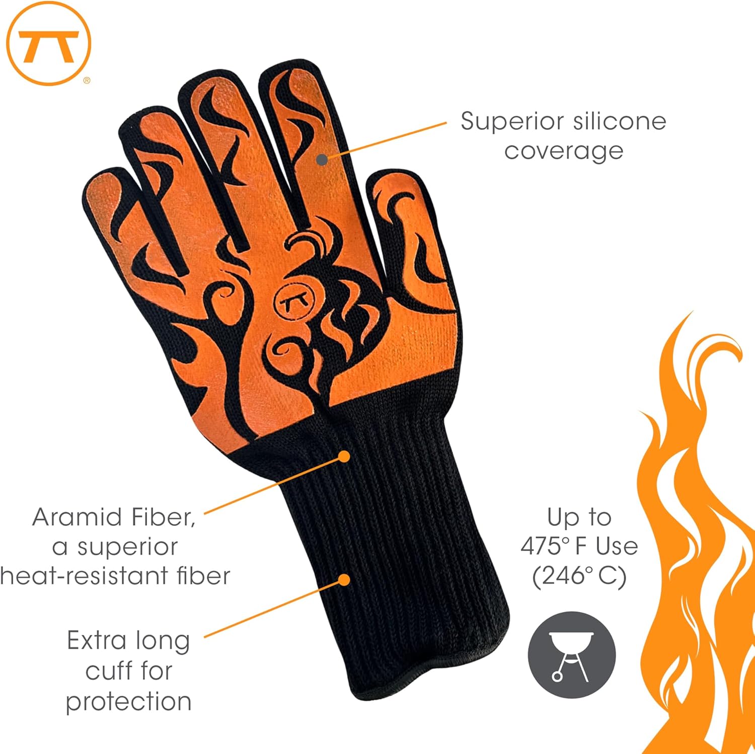 Outset Orange Flames Grill Glove L / XL