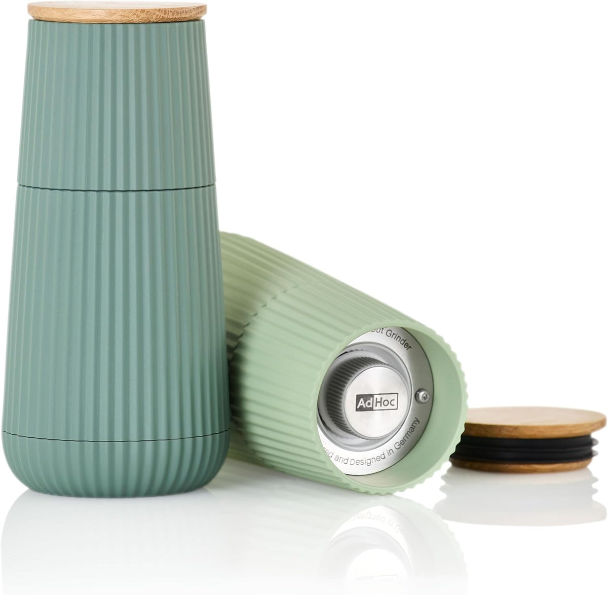 AdHoc Scape Salt and Pepper Mill Set – Dark & Light Green – 4.8" / 12 cm