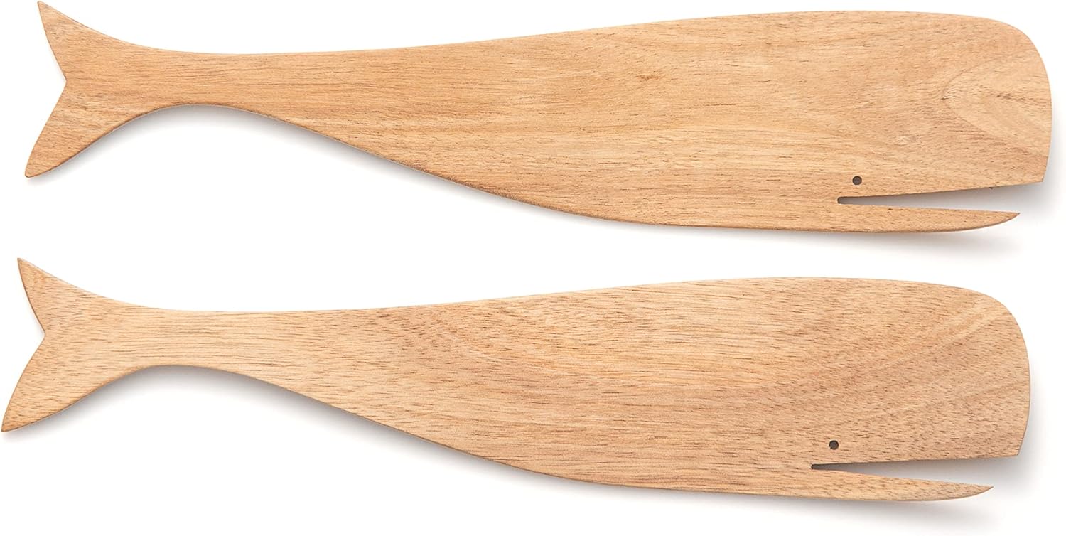 Ironwood Acacia Wood Whale Salad Servers