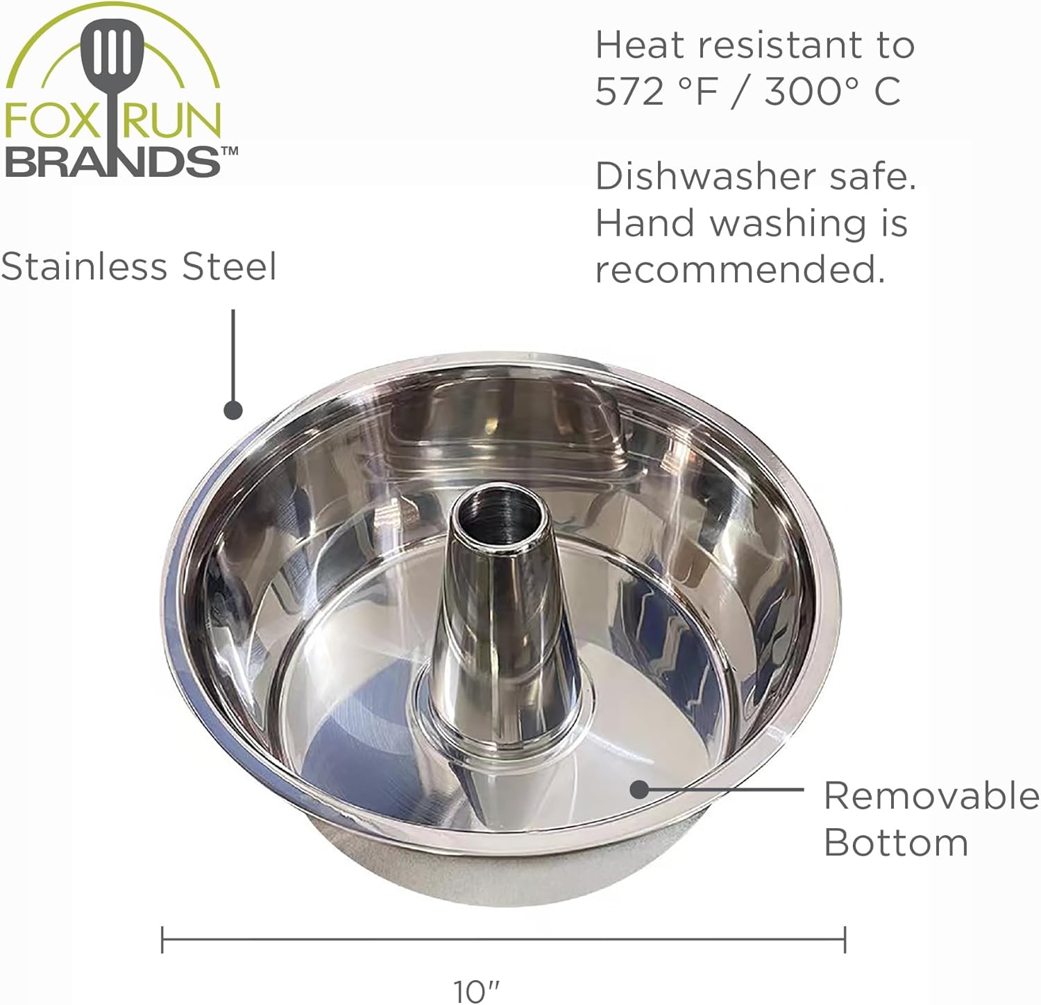 Fox Run Stainless Steel Angel Food Cake Pan
