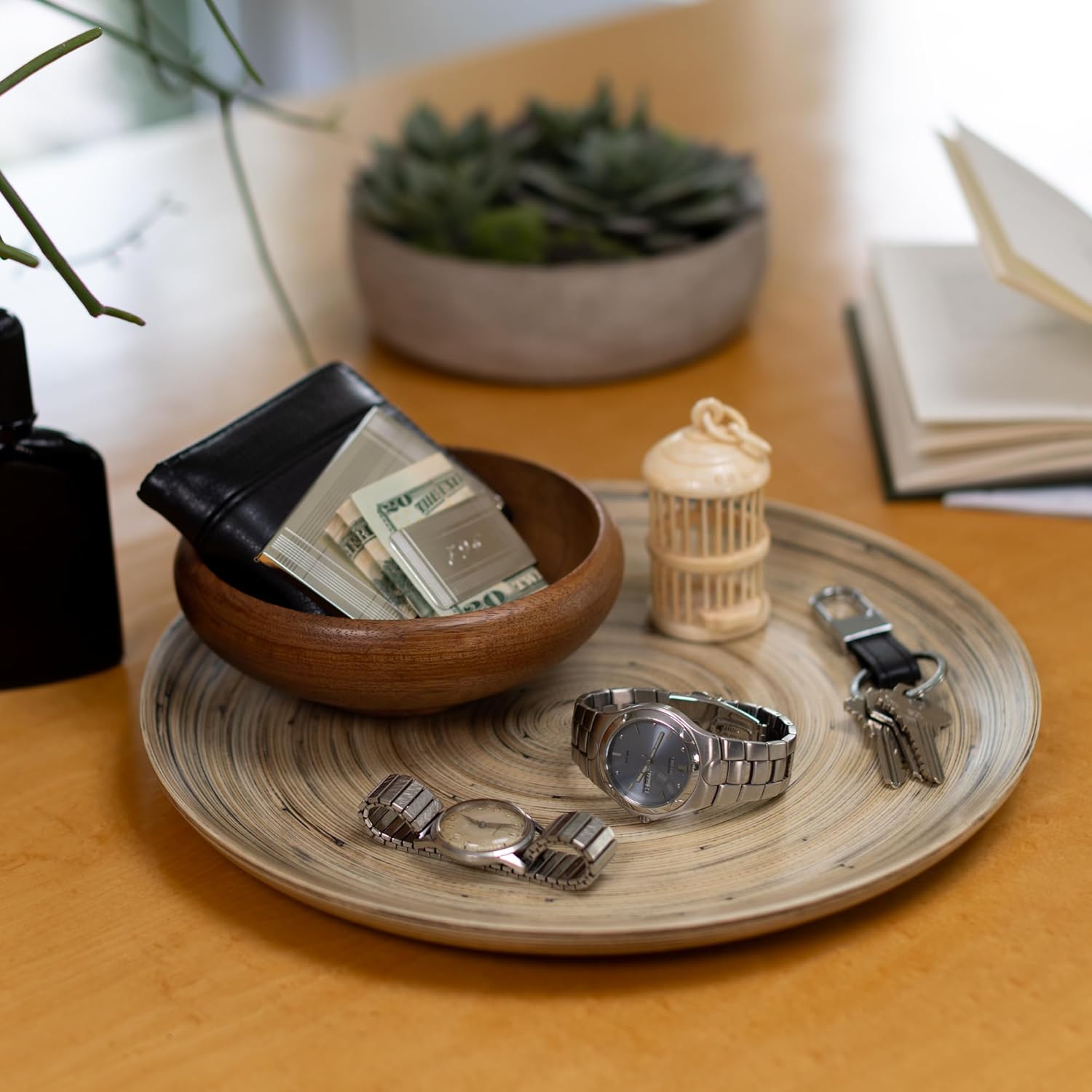 Joyce Chen Lexa Bamboo Serving Plate Set – Black – 12 Inch – Set of 2