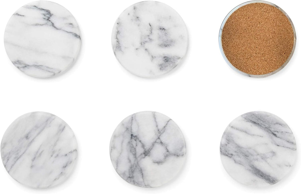 Fox Run White Marble Coaster Set of 6