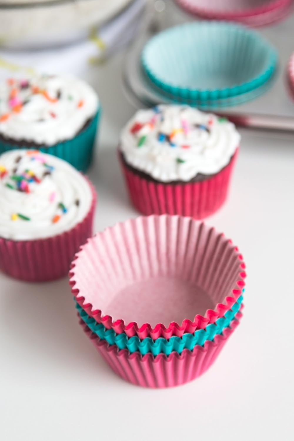 Fox Run Pink-Purple-Teal Baking Cups Set of 75