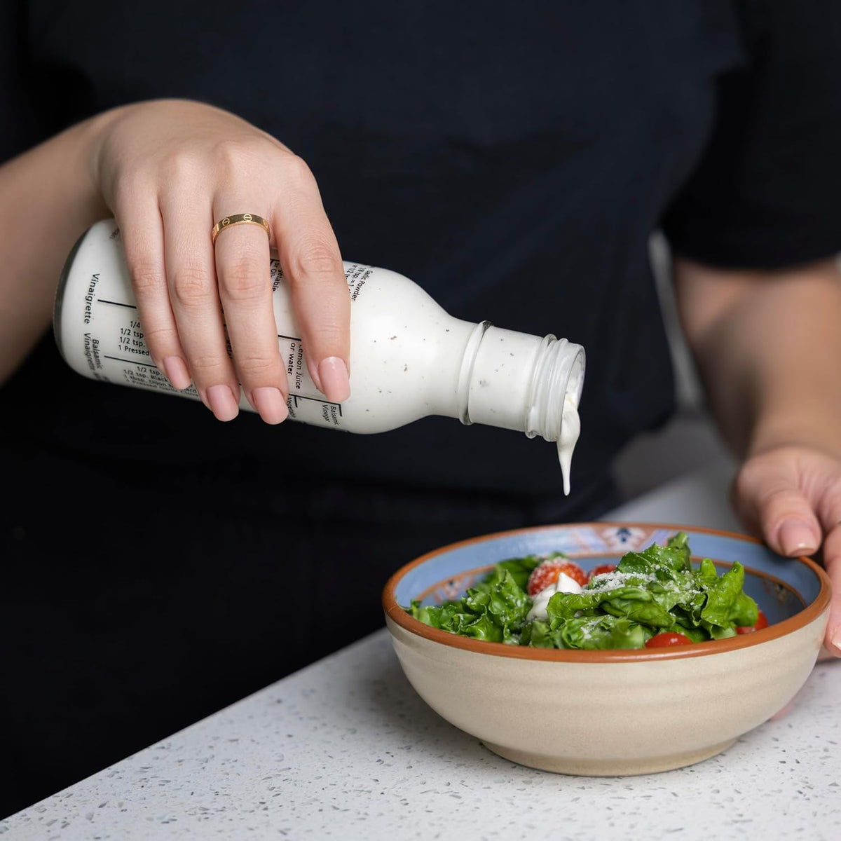 Fox Run Glass Salad Dressing Shaker Bottle
