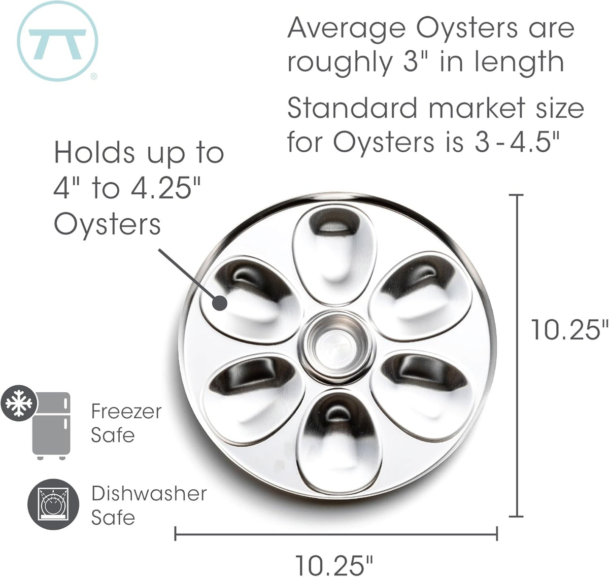 Outset Stainless Steel Oyster Tray with Condiment Cup