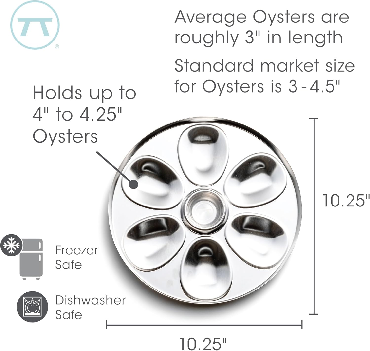 Outset Stainless Steel Oyster Tray with Condiment Cup