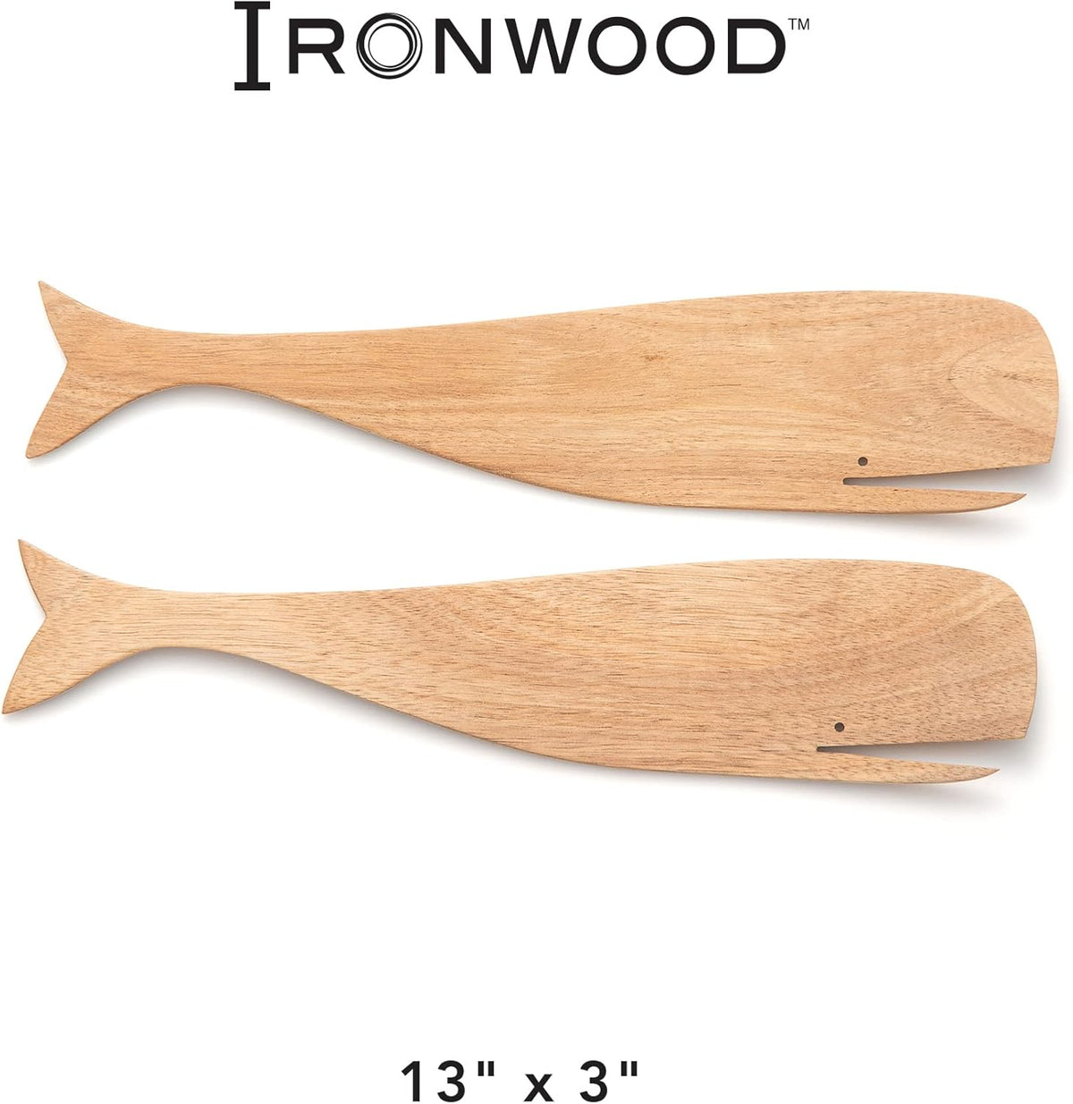 Ironwood Acacia Wood Whale Salad Servers
