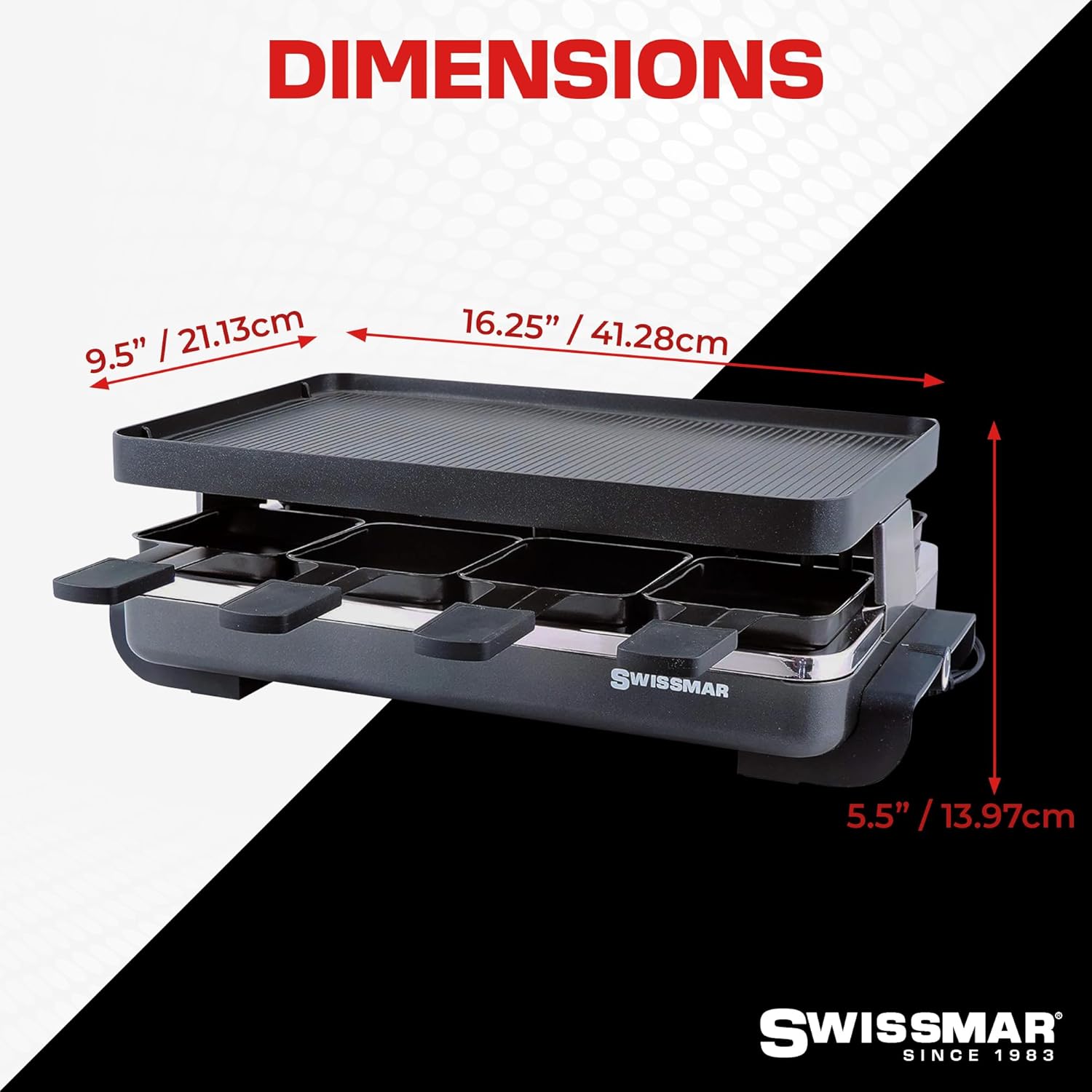 Swissmar Classic 8-Person Raclette Grill – Nonstick Aluminum Plate – Black by Kitchen Niche