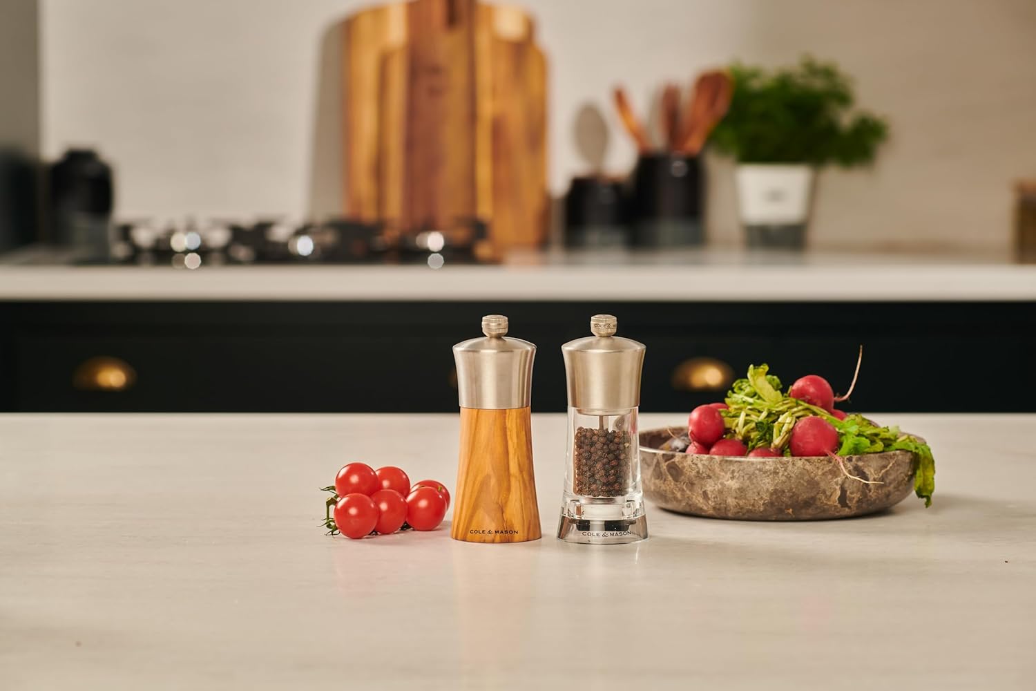 Cole & Mason Bromley Salt Mill – Olive Wood & Stainless Steel – 6" / 15 cm