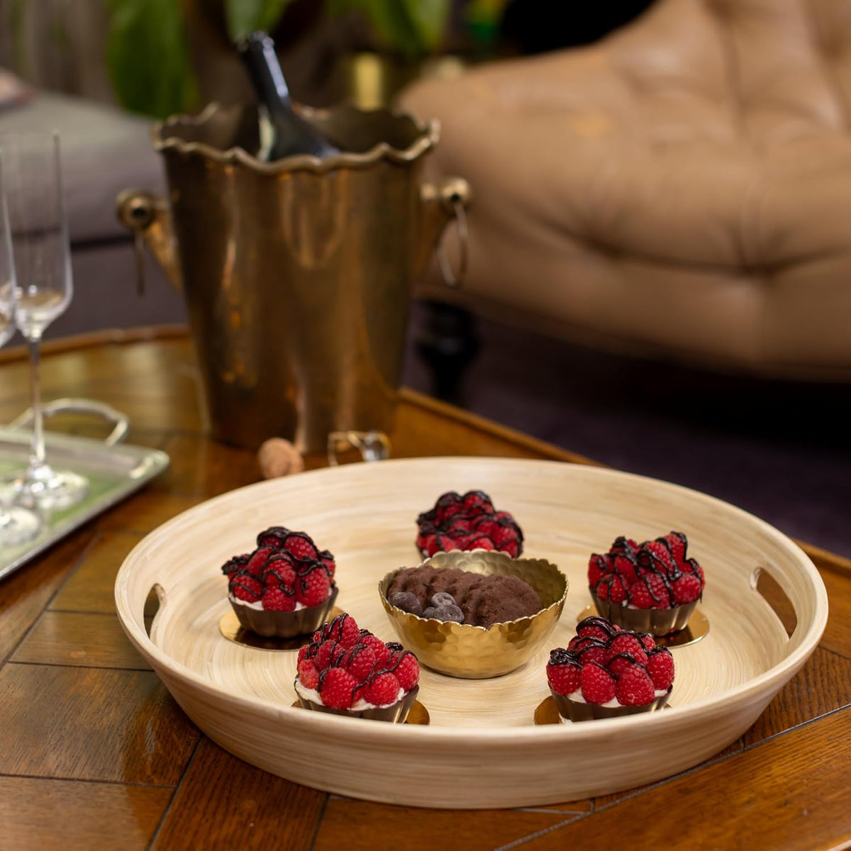 Joyce Chen Lexa Bamboo Serving Tray with Handles – Natural – 16 Inch