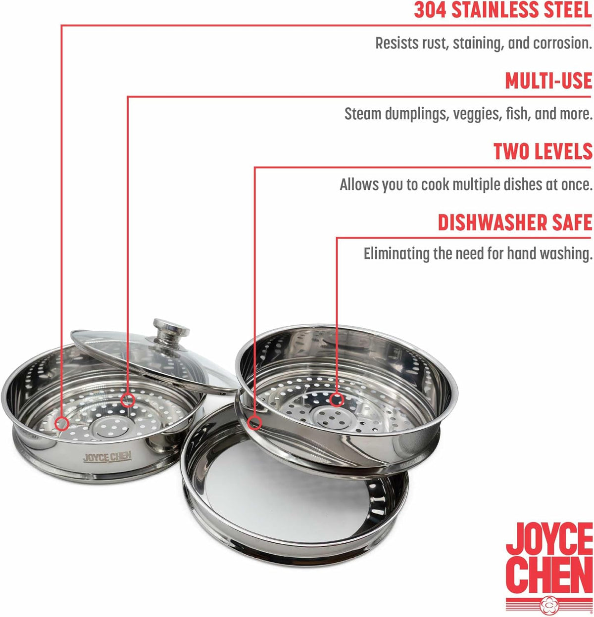 Joyce Chen 2-Tier Stainless Steel Steamer, 10-Inch