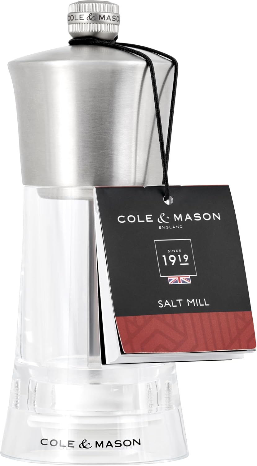 Cole & Mason Bromley Salt Mill – Acrylic & Stainless Steel – 6" / 15 cm