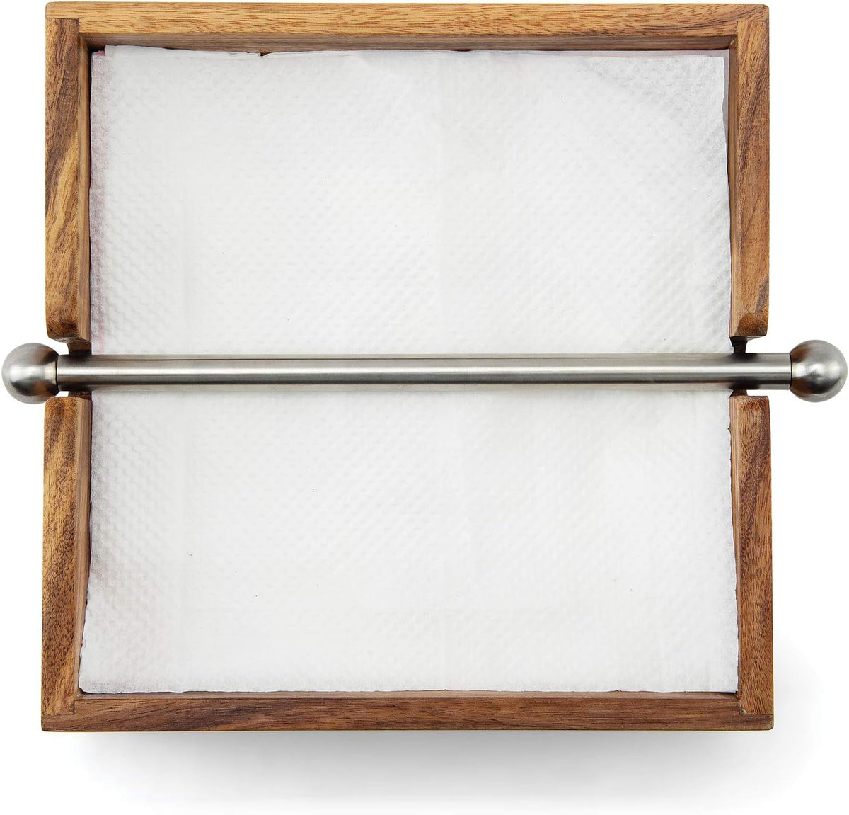 Ironwood Acacia Wood Napkin Holder with Weighted Bar