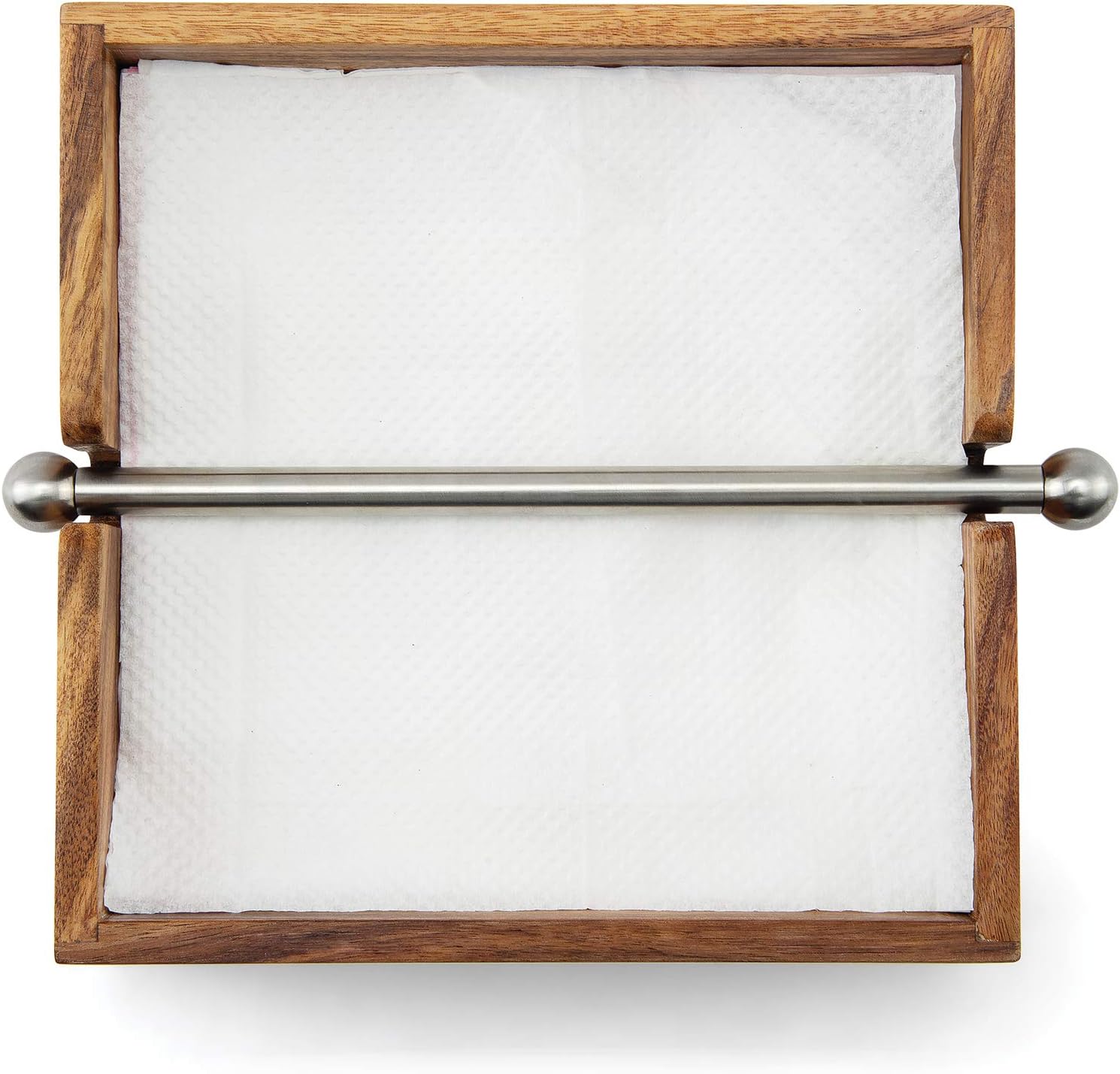 Ironwood Acacia Wood Napkin Holder with Weighted Bar