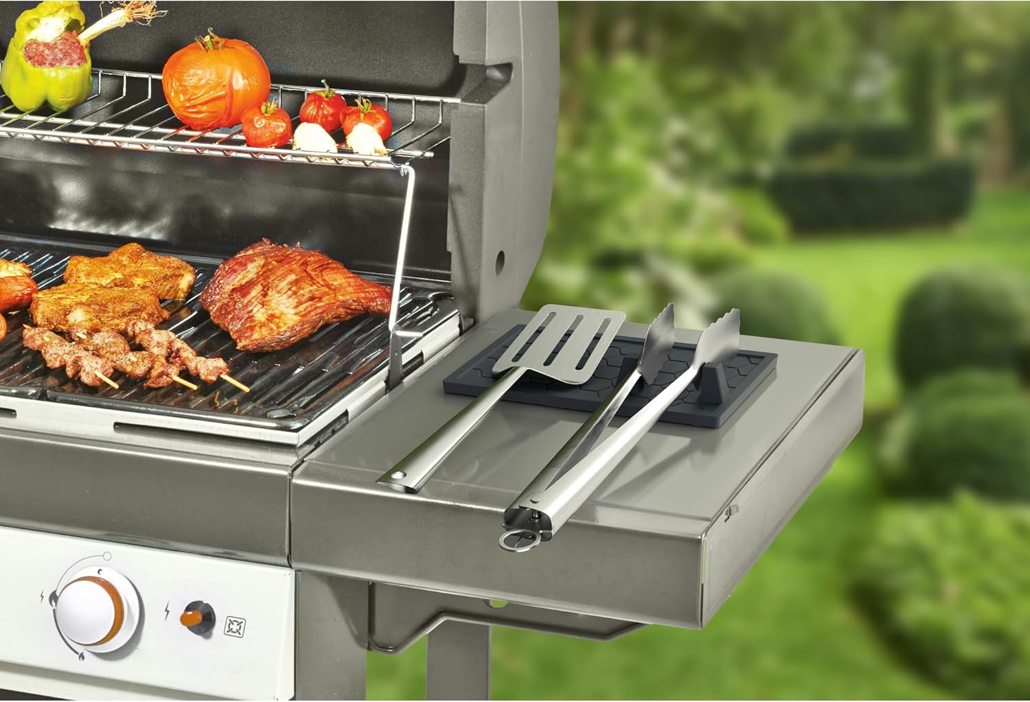 Outset Silicone Grill Mat & Tong Holder