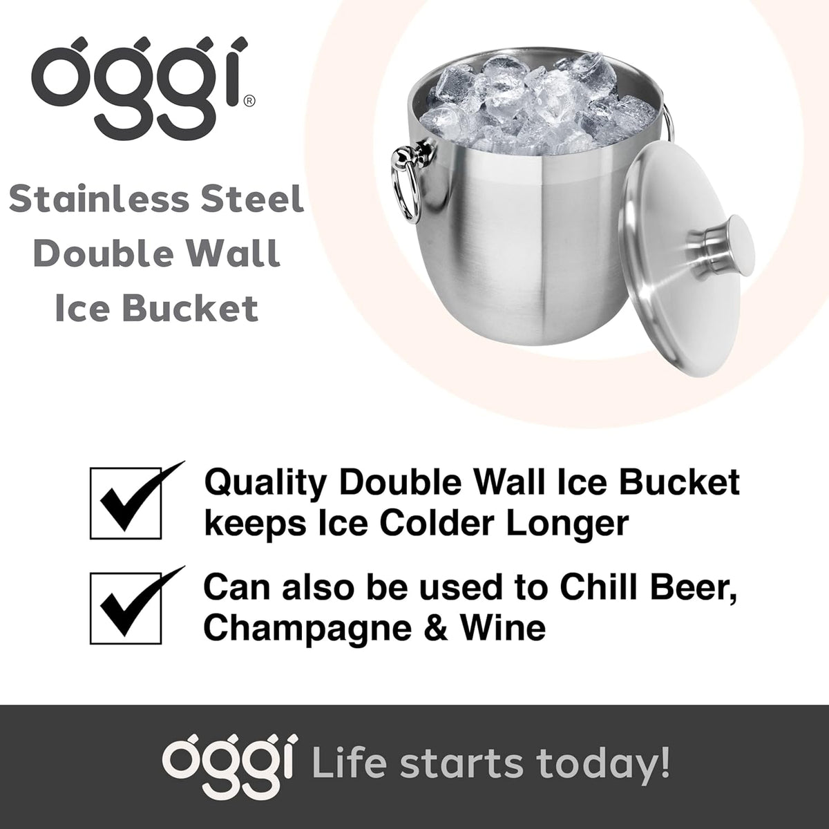 Oggi Double-Wall Ice Bucket – 2.8 L – Stainless Steel