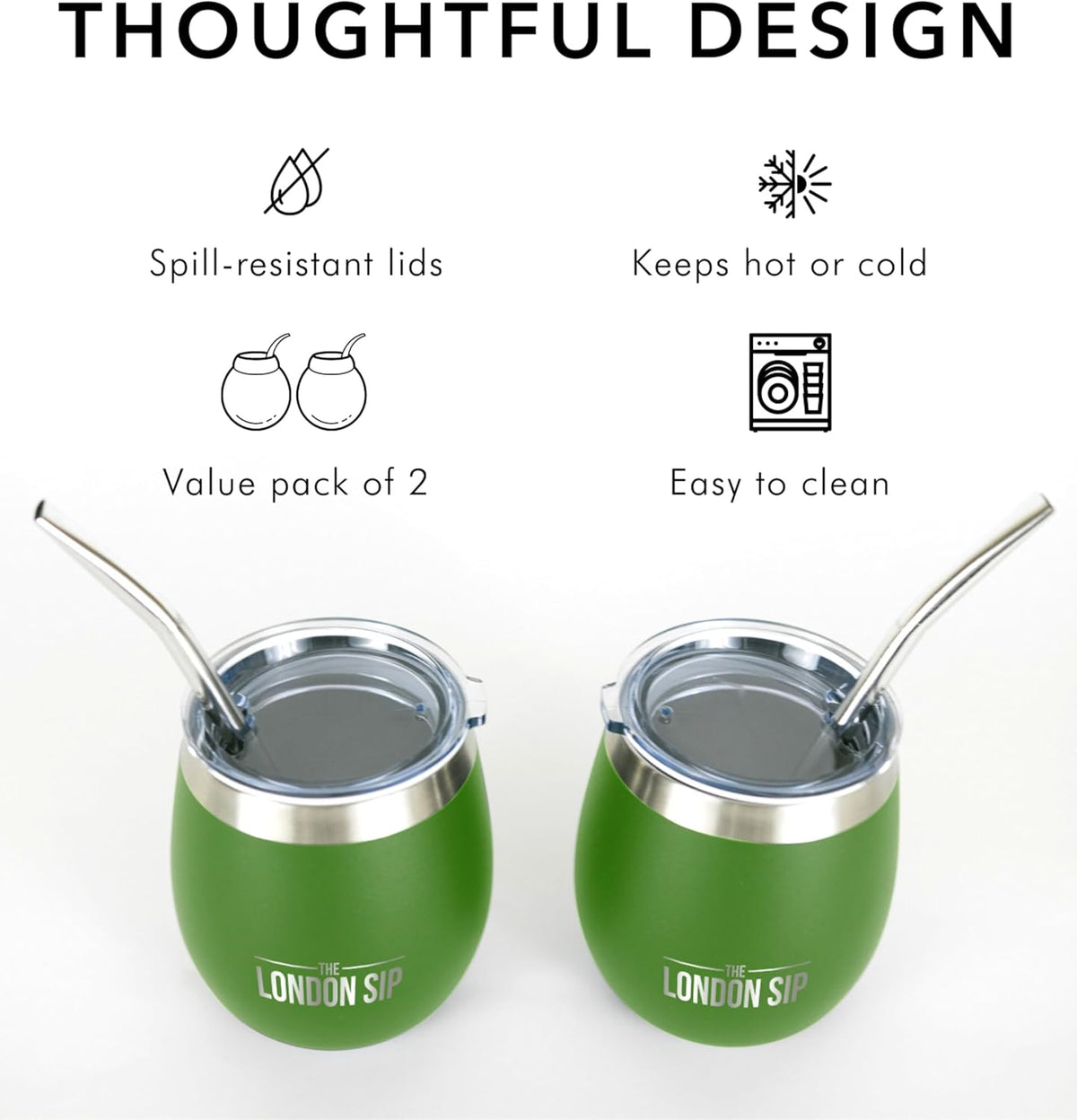 London Sip Yerba Mate Cup 2-Pack Set – Green – 8 oz
