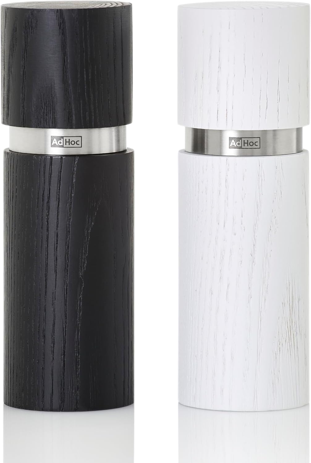 AdHoc Textura Salt and Pepper Mill Set – Black / White – 6" / 15 cm