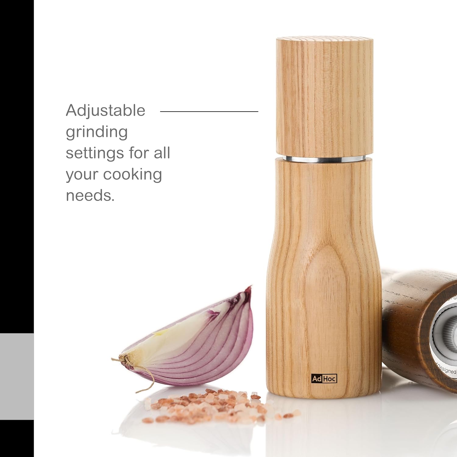 AdHoc Levo Salt and Pepper Mill – Light Ash Wood – 6" / 15 cm