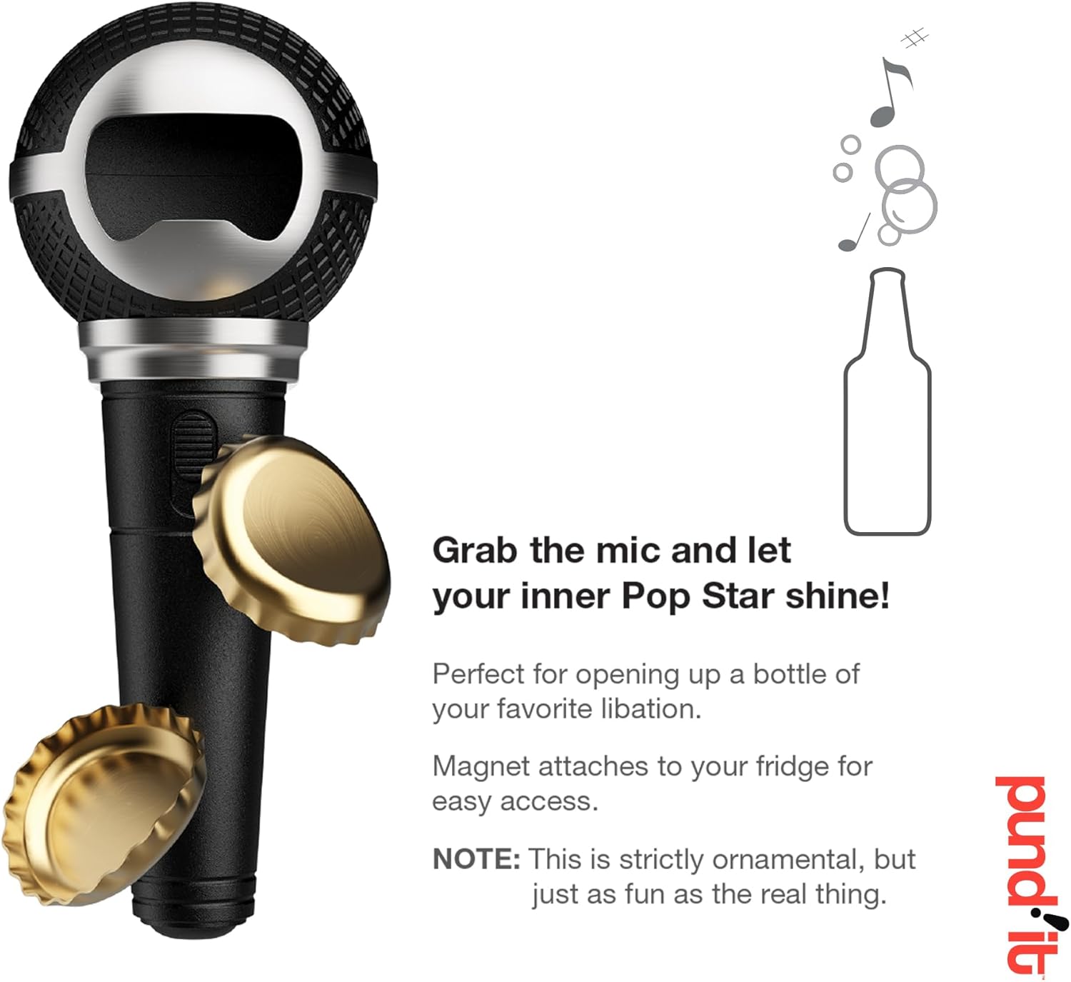 Pundit Pop Star Microphone Bottle Opener