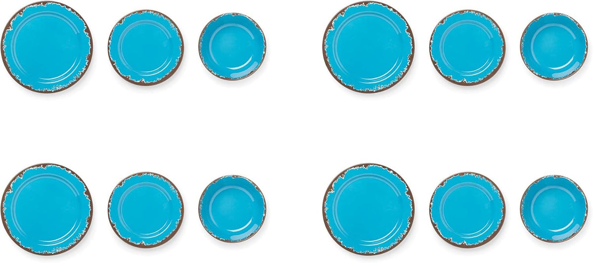 Fox Run Blue Melamine Dinnerware Set, 12 Piece