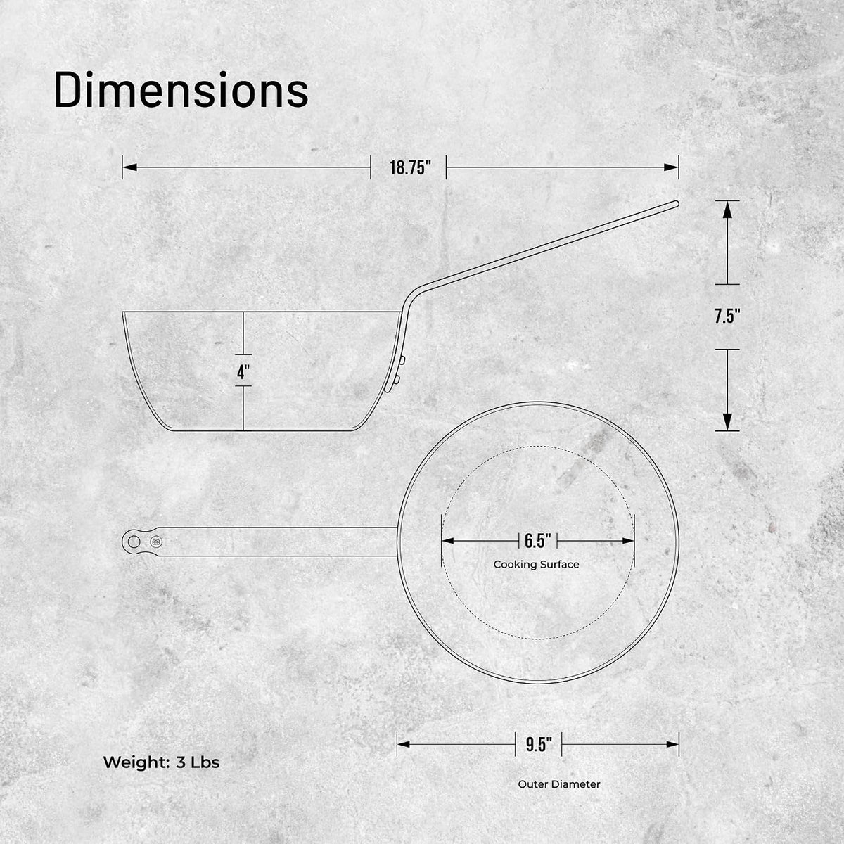 De Buyer Mineral B Element Country Fry Pan – 24 cm
