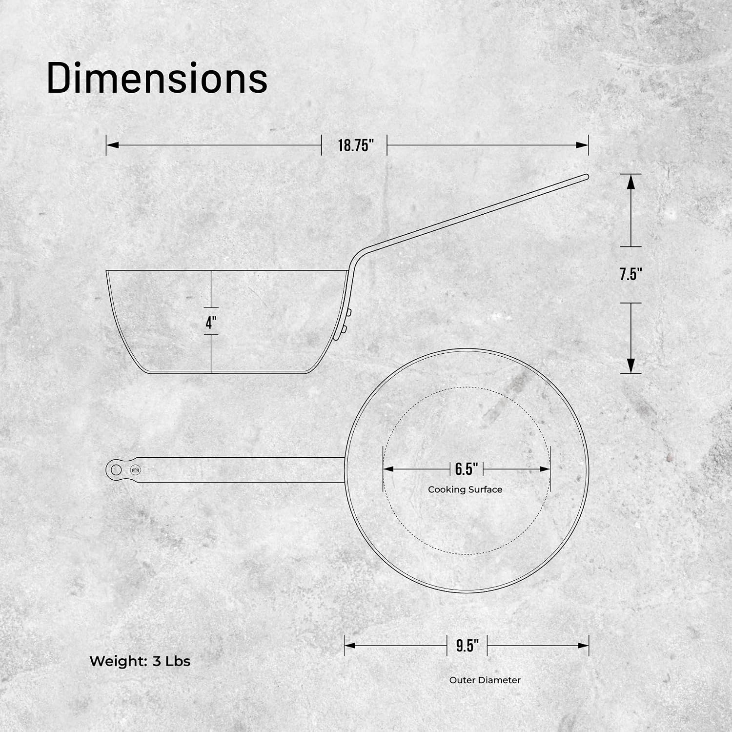 De Buyer Mineral B Element Country Fry Pan – 24 cm