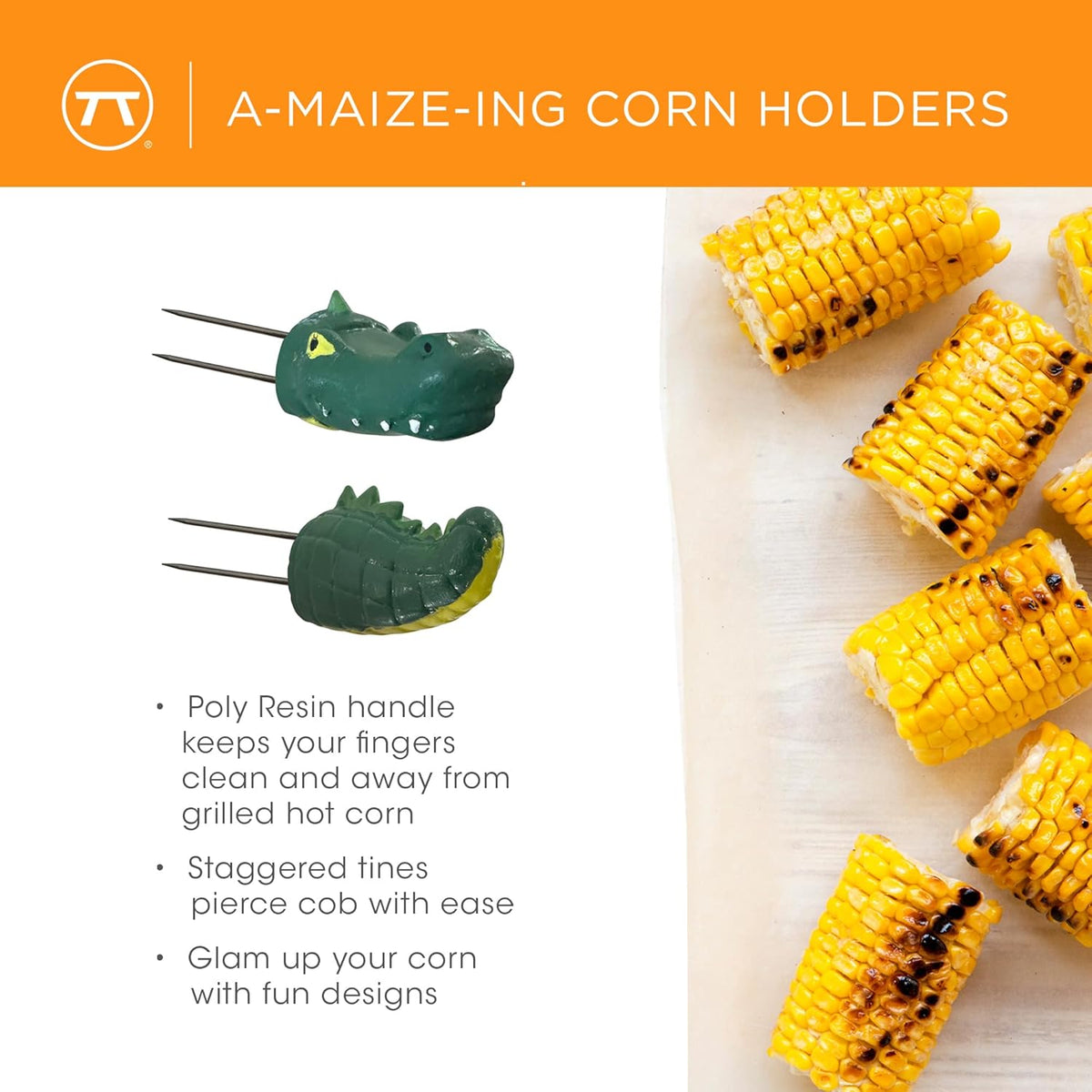 Outset Crocodile Corn Holders Set of 8