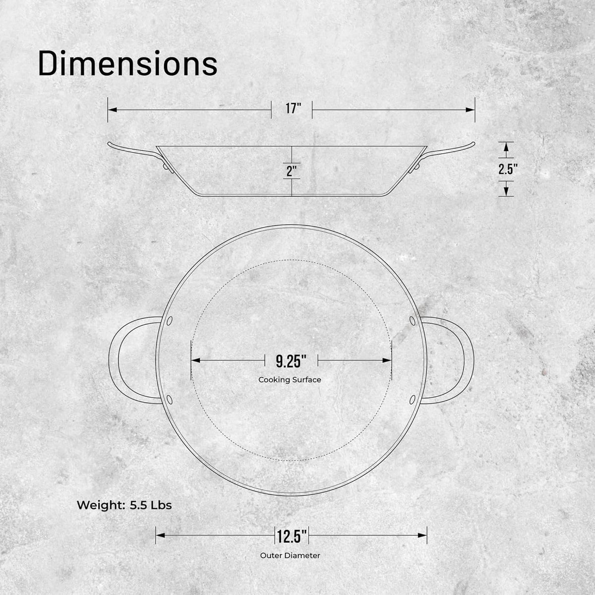 De Buyer Mineral B Steel Paella Pan with 2 Handles – 32 cm