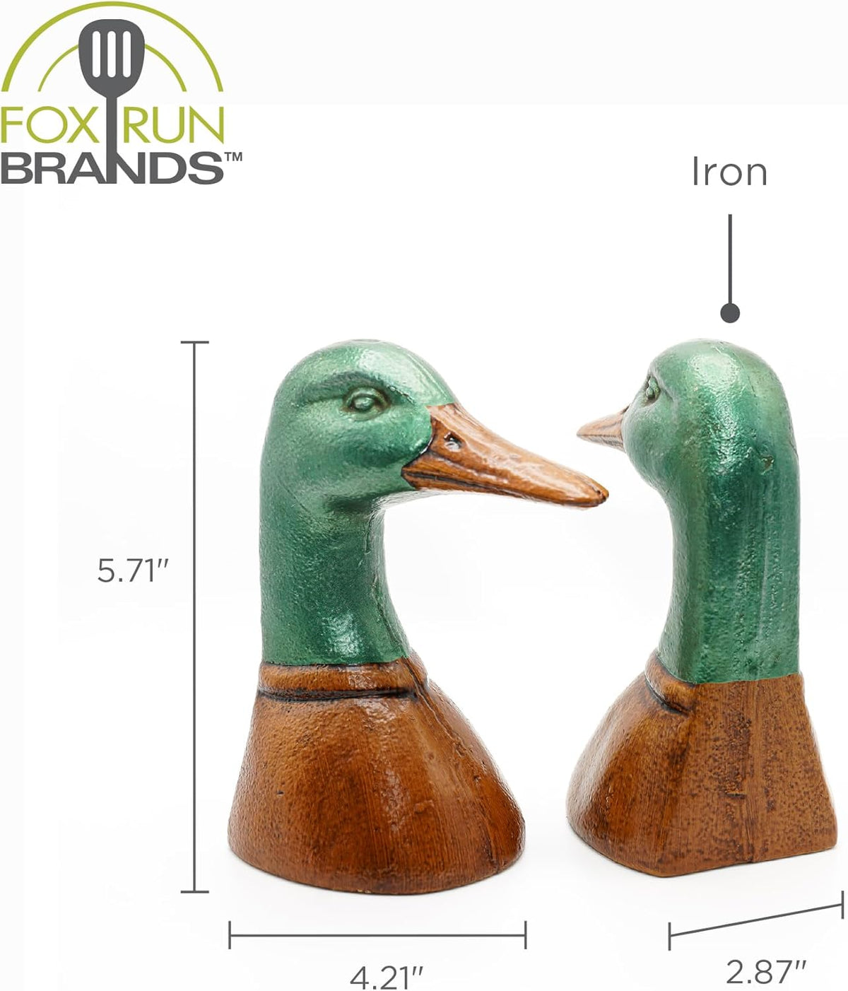 Fox Run Duck Head Iron Bookends, Set of 2