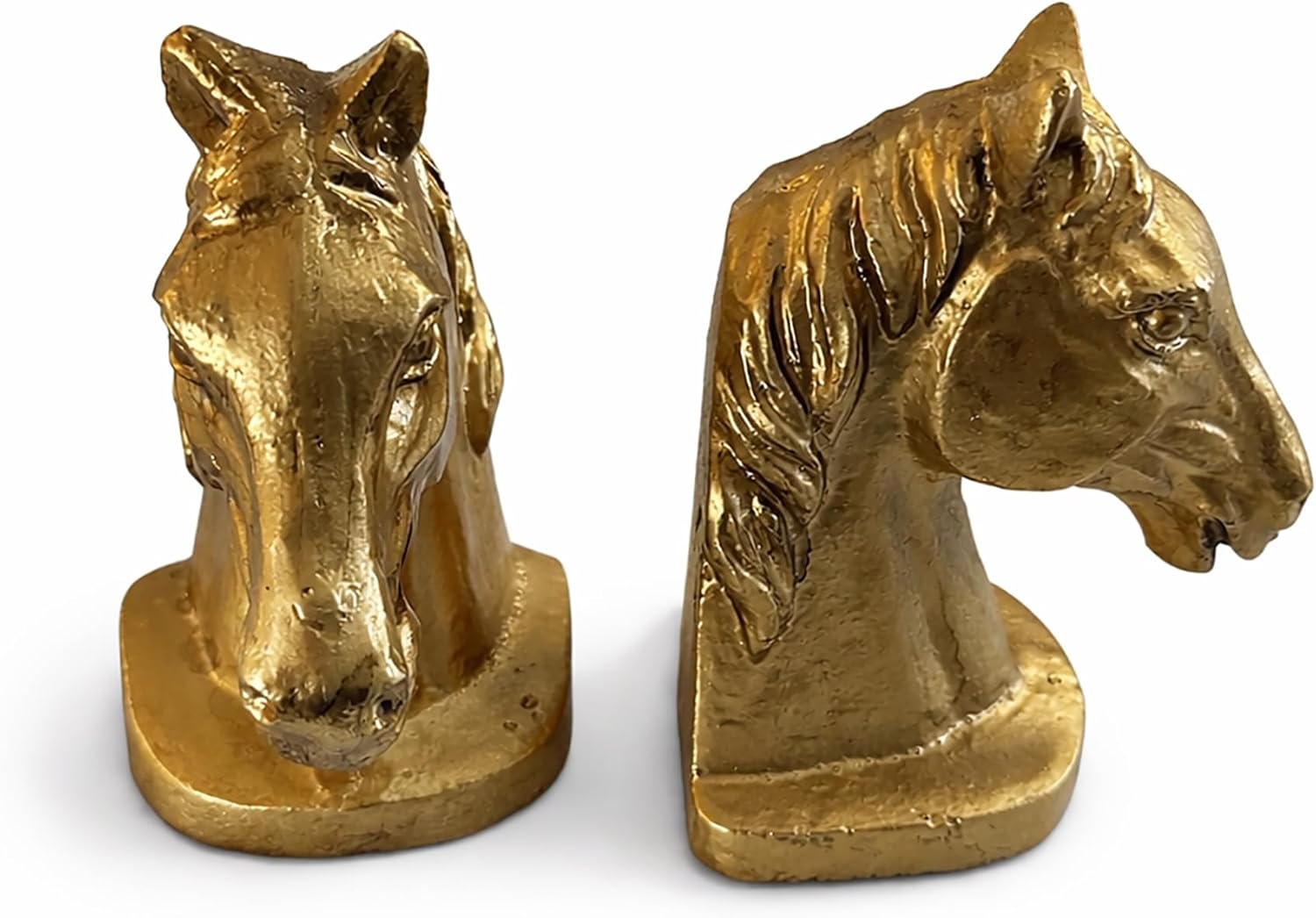 Fox Run Gold Horse Head Iron Bookends, Set of 2