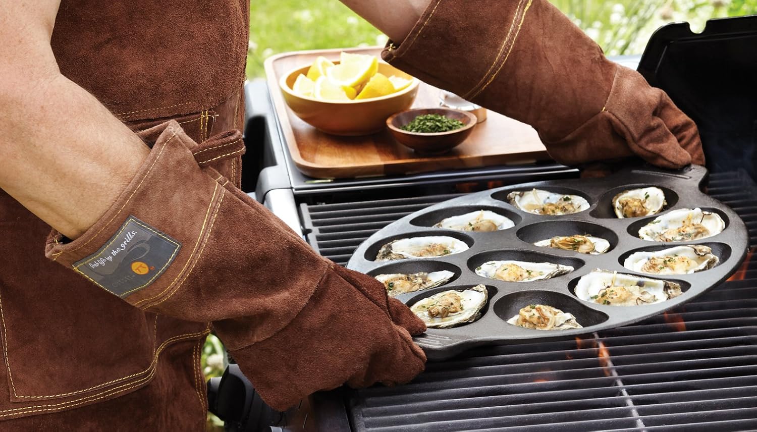 Outset Brown Leather Grill Gloves