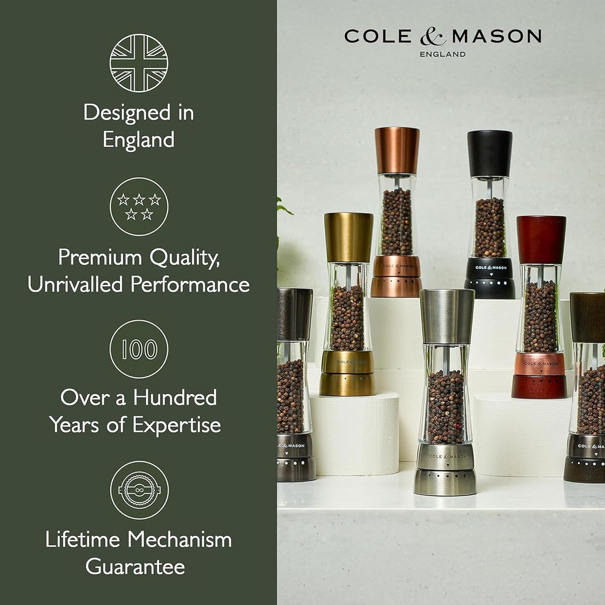 Cole & Mason Derwent Salt & Pepper Mill Gift Set – Matt Black