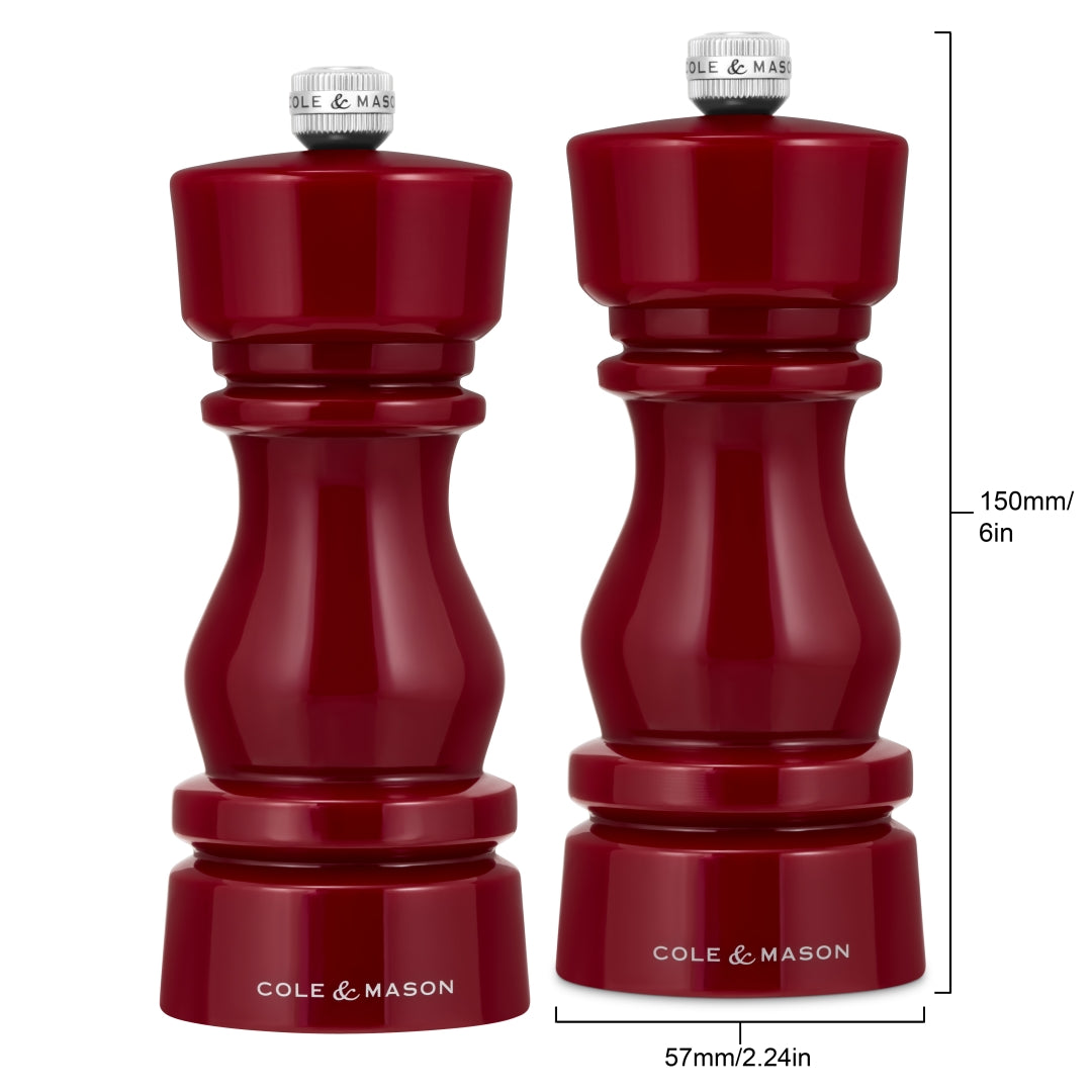 Cole & Mason London Salt & Pepper Mill Gift Set – Red Acrylic