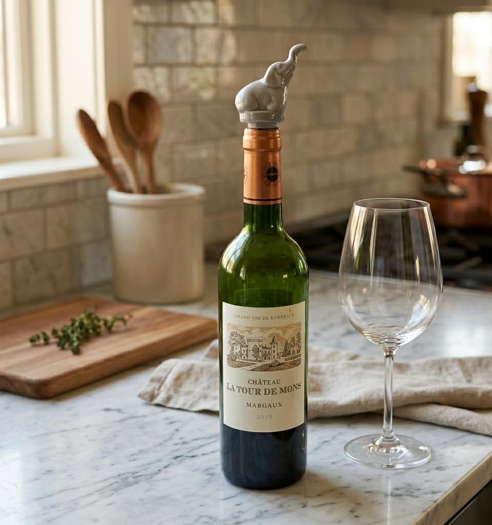 Fox Run Elephant Wine Stopper Ceramic