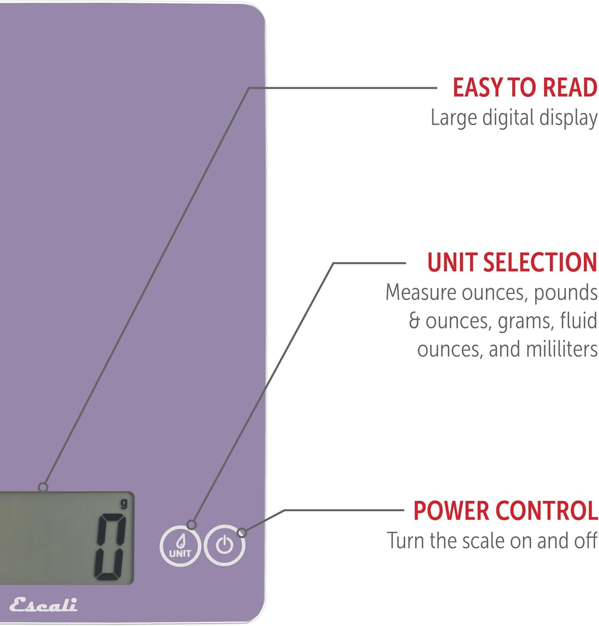 Escali Arti Classic Glass Digital Scale – Classic Violet