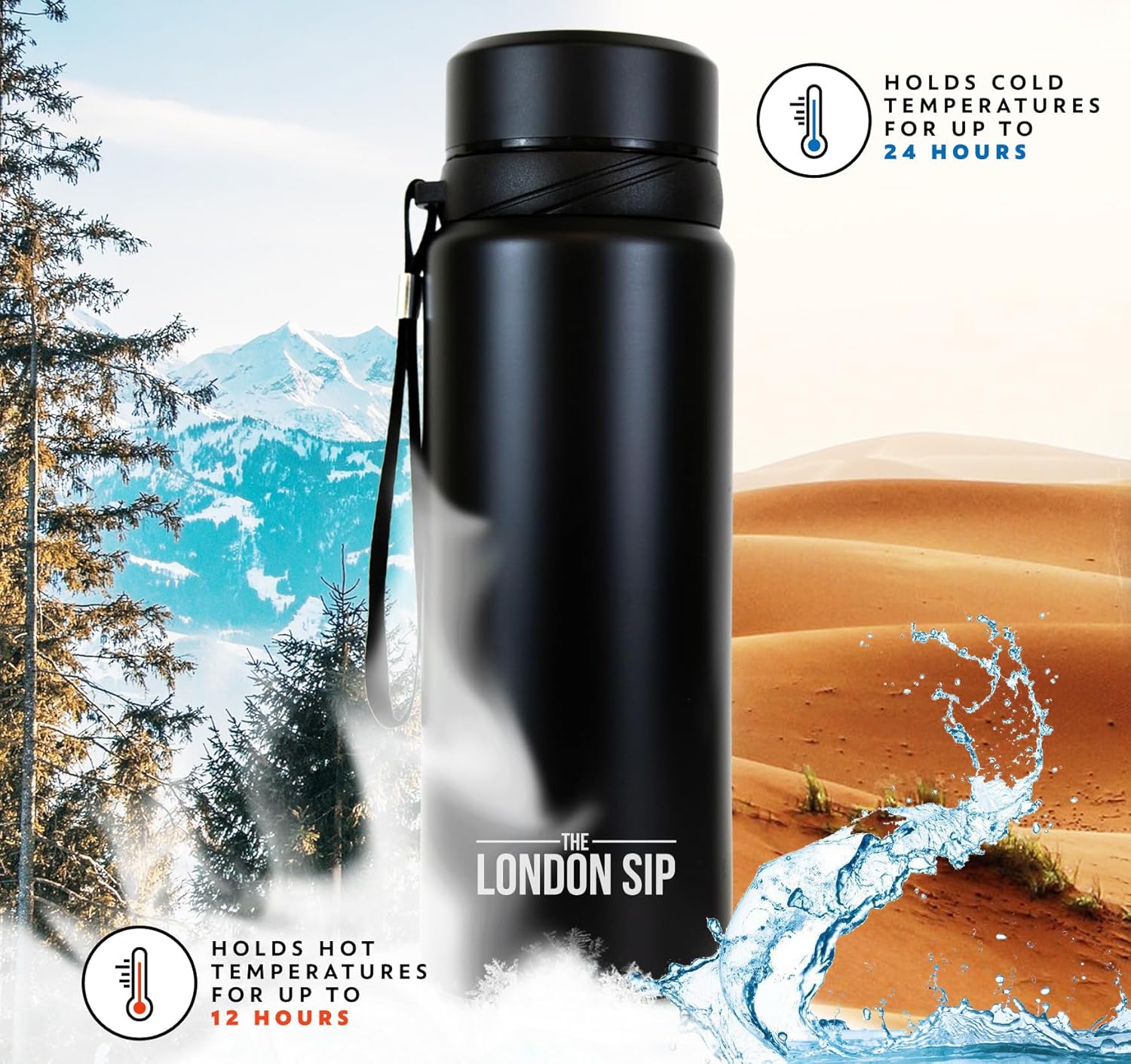 London Sip Tea Infuser Bottle – Black – 25 oz