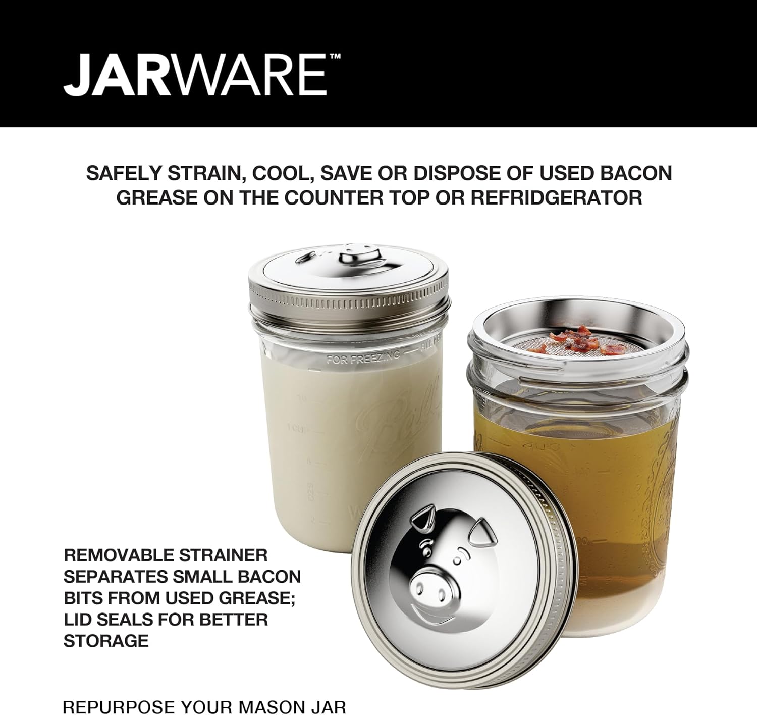 Fox Run Stainless Steel Pig Grease Keeper Lid
