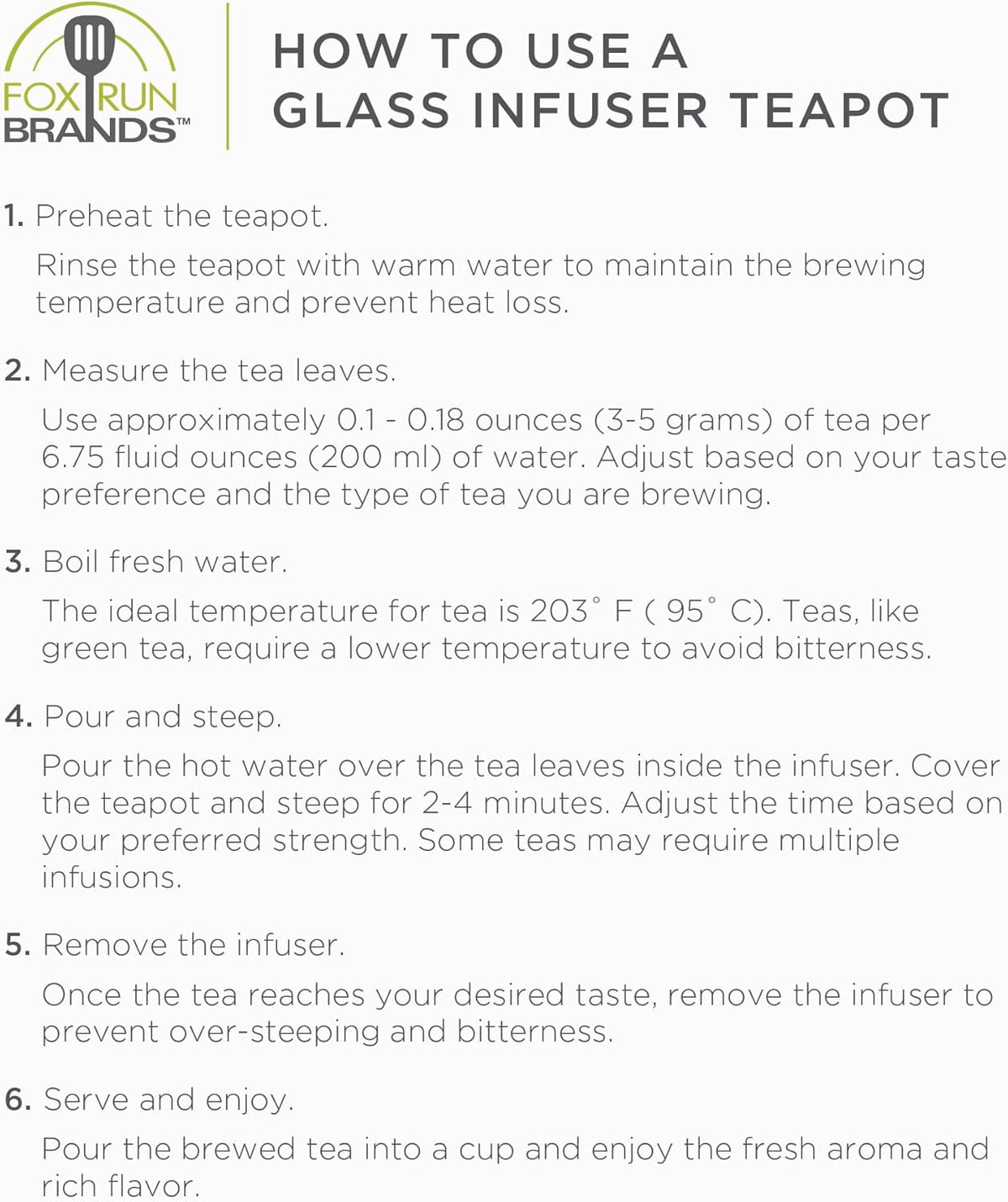 Fox Run Glass Teapot with Stainless Steel Infuser
