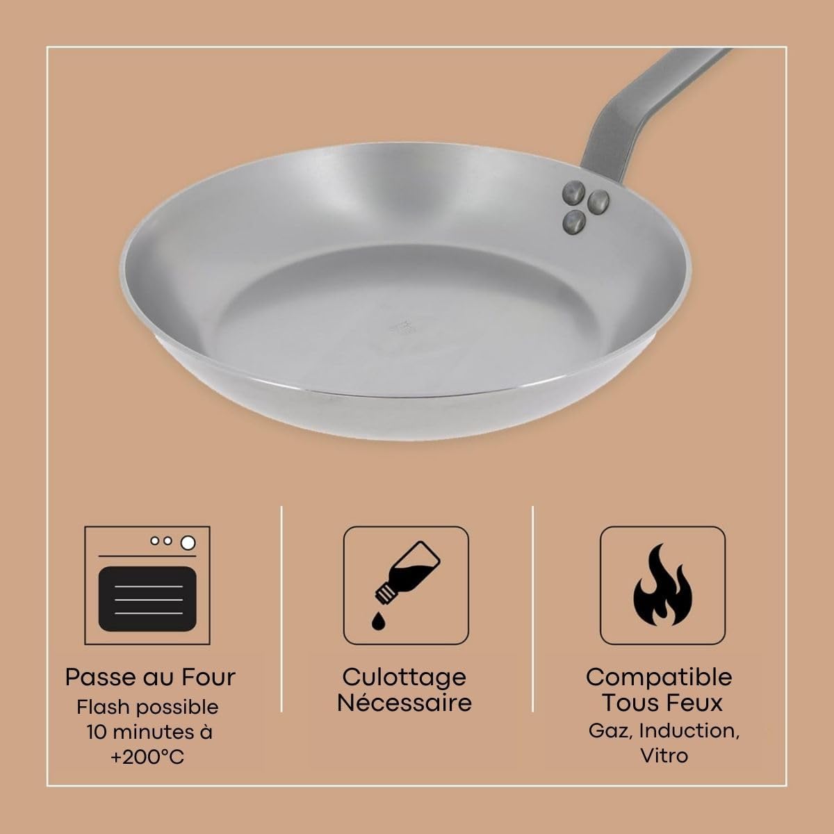 De Buyer Mineral B Element Round Steel Fry Pan – 36 cm
