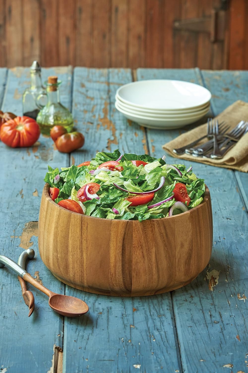 Ironwood Tulip Acacia Wood Family Salad Bowl