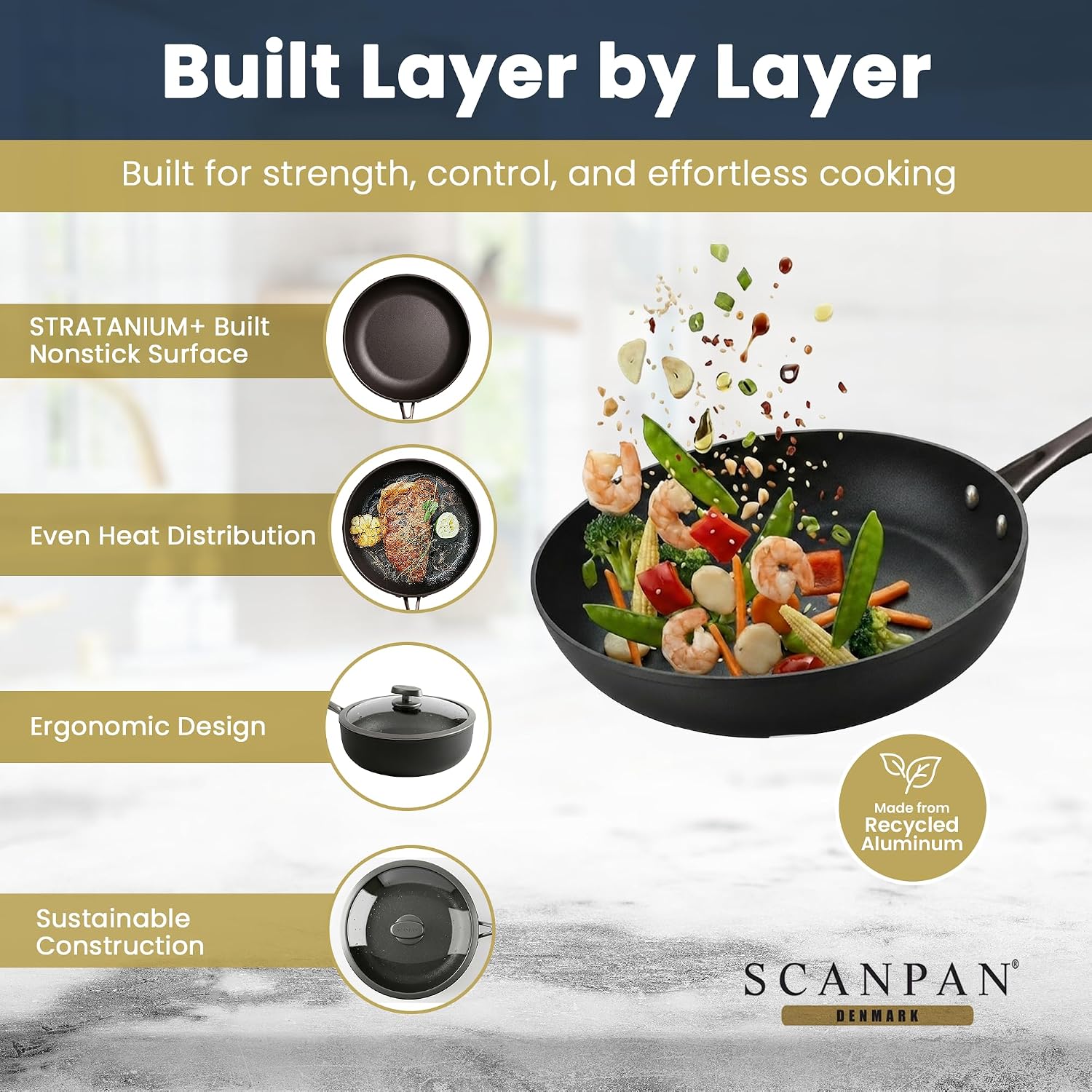 Scanpan Pro SB+ Induction Deep Sauté Pan with Lid – 26 cm / 3.7 L