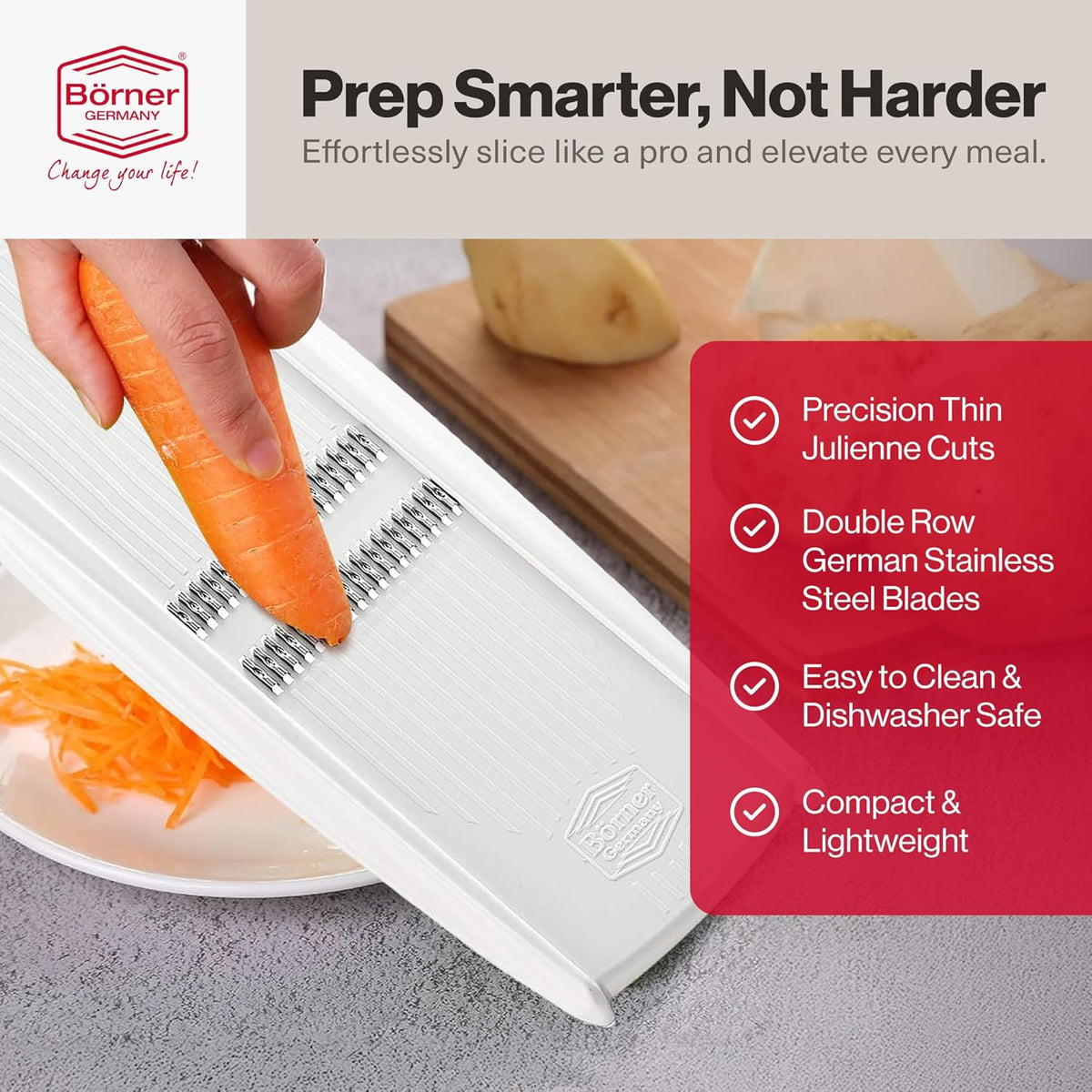Börner PowerLine Thin Julienne Slicer – White