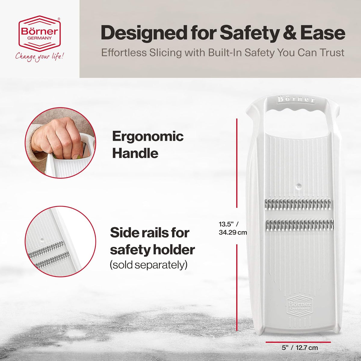 Swissmar Borner PowerLine Thin Julienne Mandoline Slicer – White by Kitchen Niche