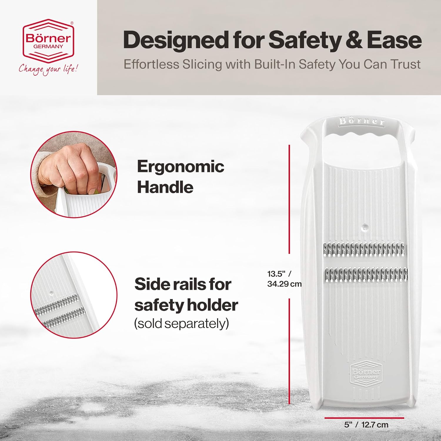 Swissmar Borner PowerLine Thin Julienne Mandoline Slicer – White by Kitchen Niche