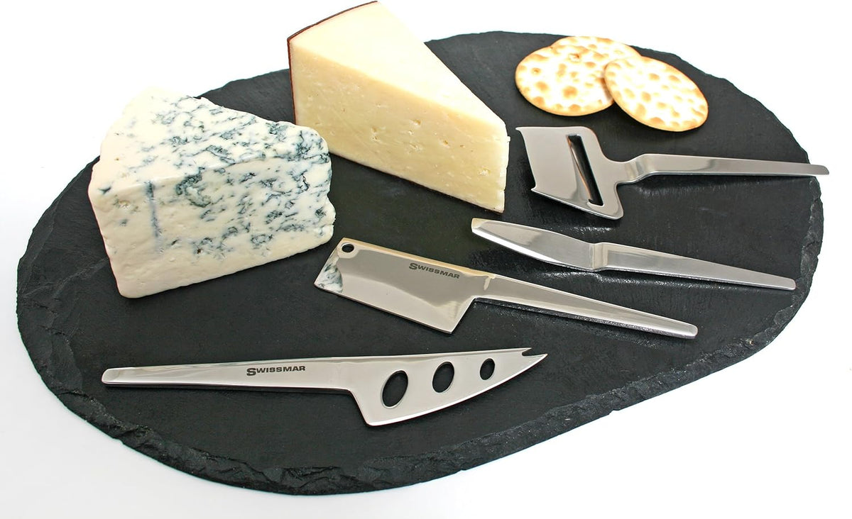 Swissmar Slim-Line 4-Piece Cheese Knife Set – Spreader, Cleaver, Knife & Plane