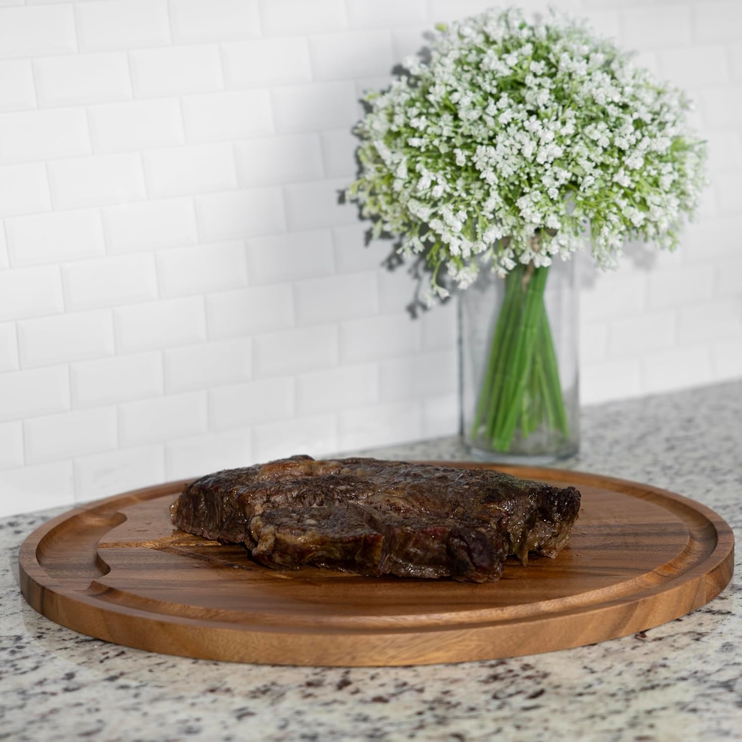 Ironwood Osterbotten Oval Acacia Wood Carving Board with Juice Groove