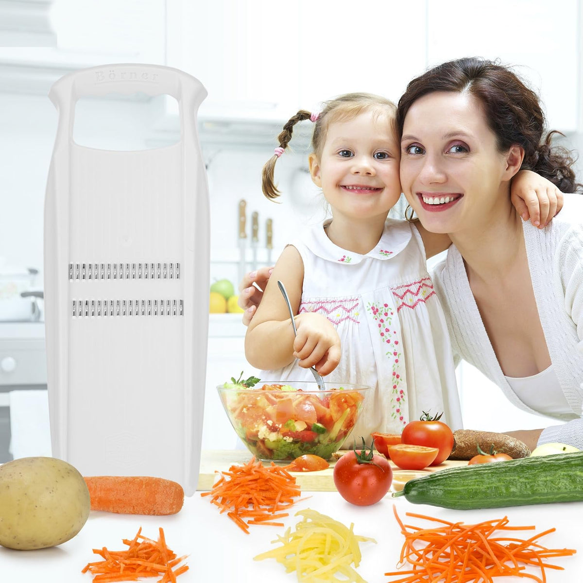 Swissmar Borner PowerLine Thin Julienne Mandoline Slicer – White by Kitchen Niche